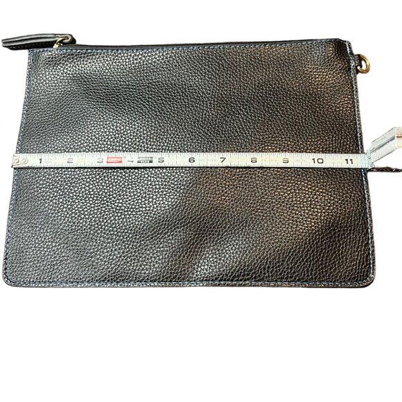 Travanti Black Leather Travel Zip Clutch Bag With Blue Interior - Picture 4 of 7